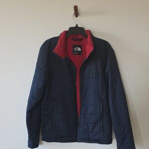 The North Face Men's Blue and Red Puffer Jacket